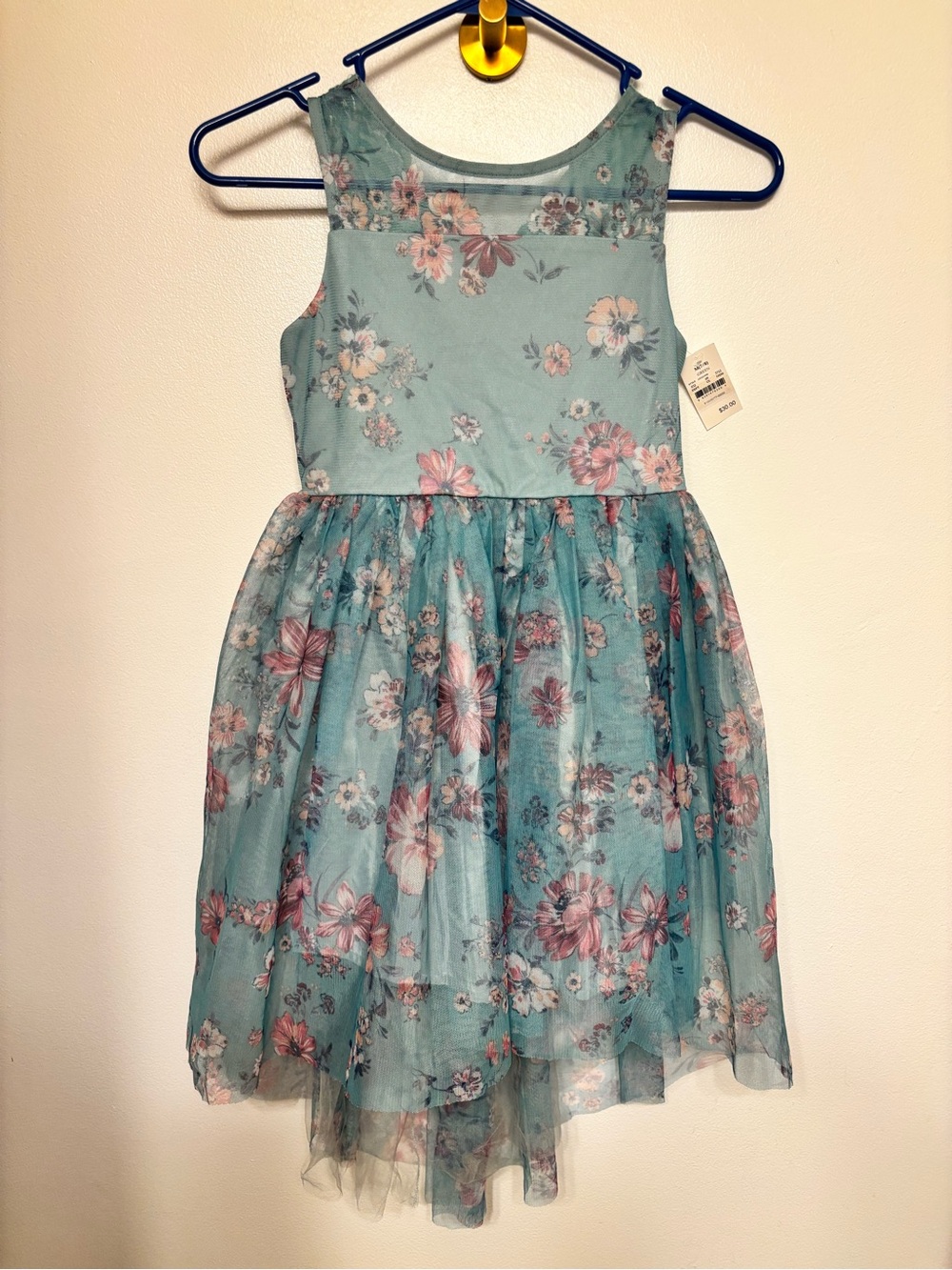 Zenzi 7/8 Girls teal/green floral dress NWT